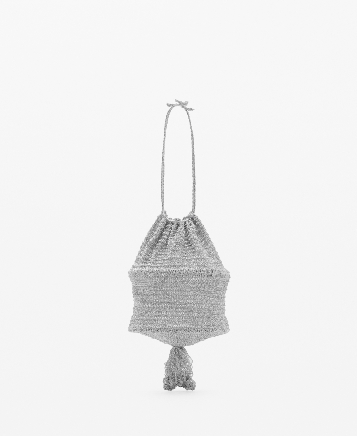 Women's Lurex Sack-Style Bag - Silver