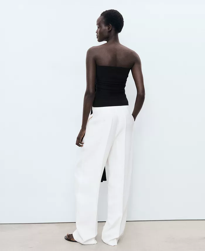 Women's Linen-Blend Pleated Pants - thumbnail 2
