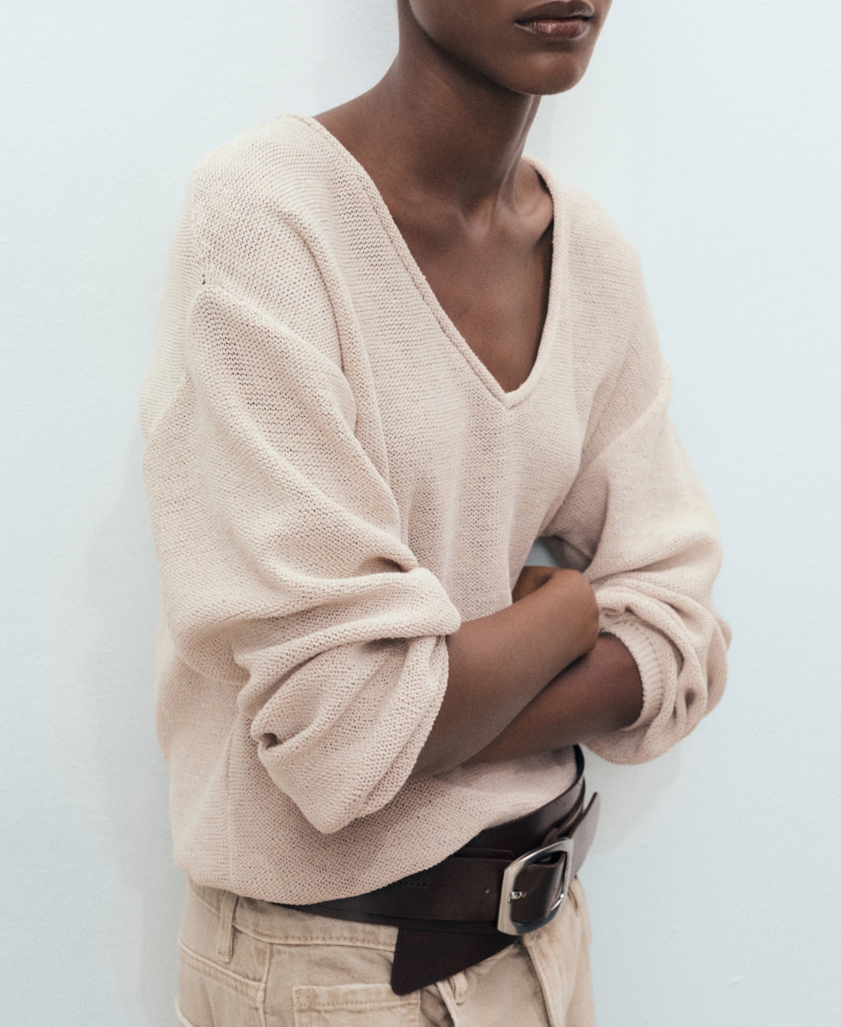 Mango Women's V-neck Knit Sweater In Sand