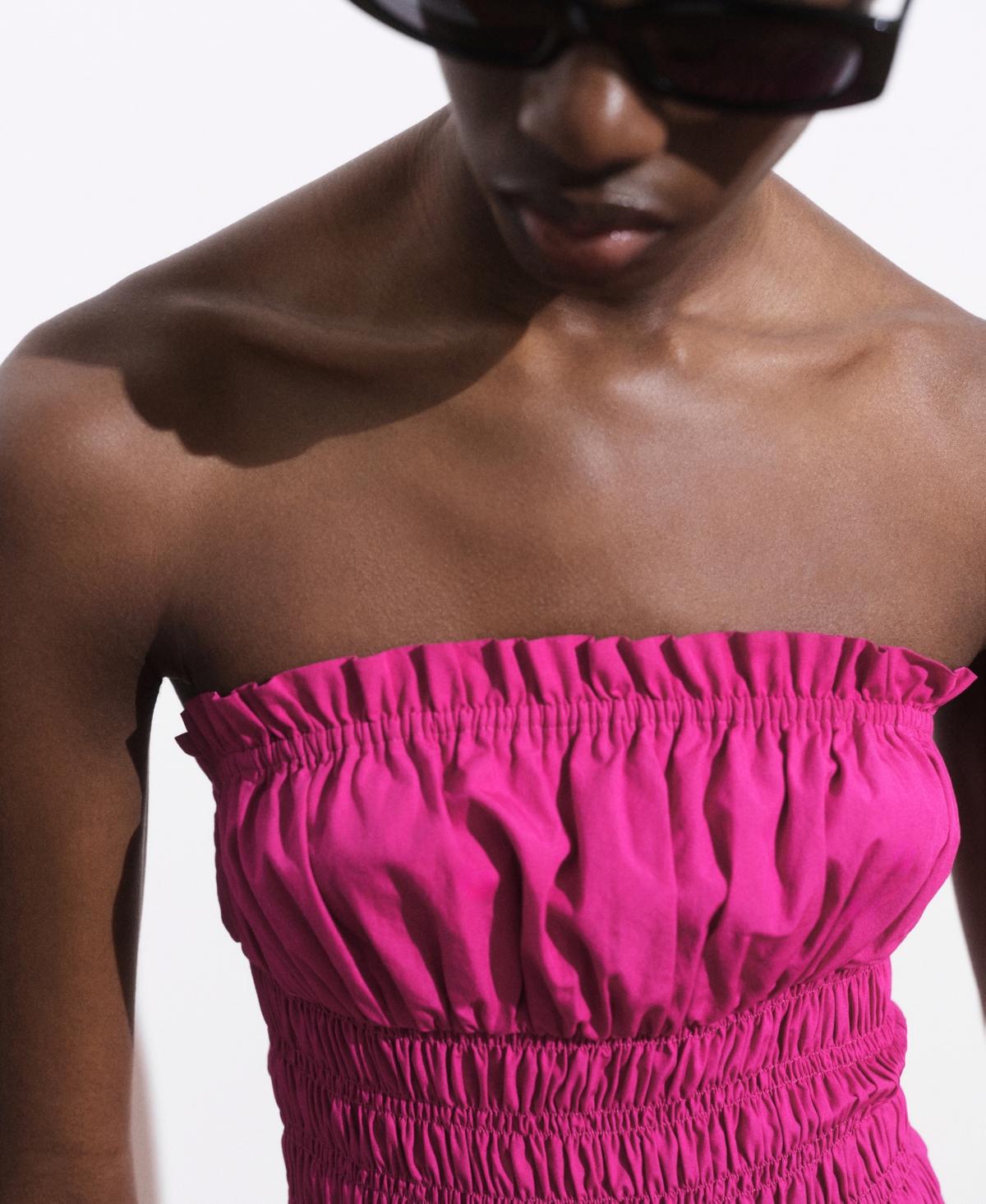 Mango Strapless Bubble Hem Minidress In Metallic