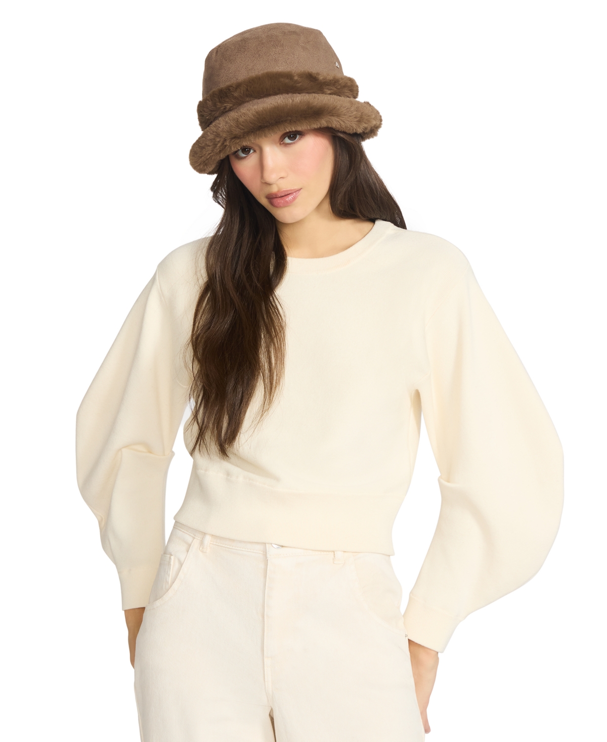 Steve Madden Reversible Faux Shearling Bucket Hat