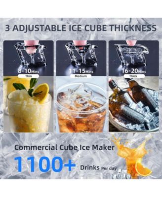  Commercial Ice Maker,200LBS/24H, Automatic Stainless Steel Machine with LCD Panel,Freestanding with 48 Pounds Storage Capacity, Party/Bar/Restaurant Scoop Connection Hose Silver