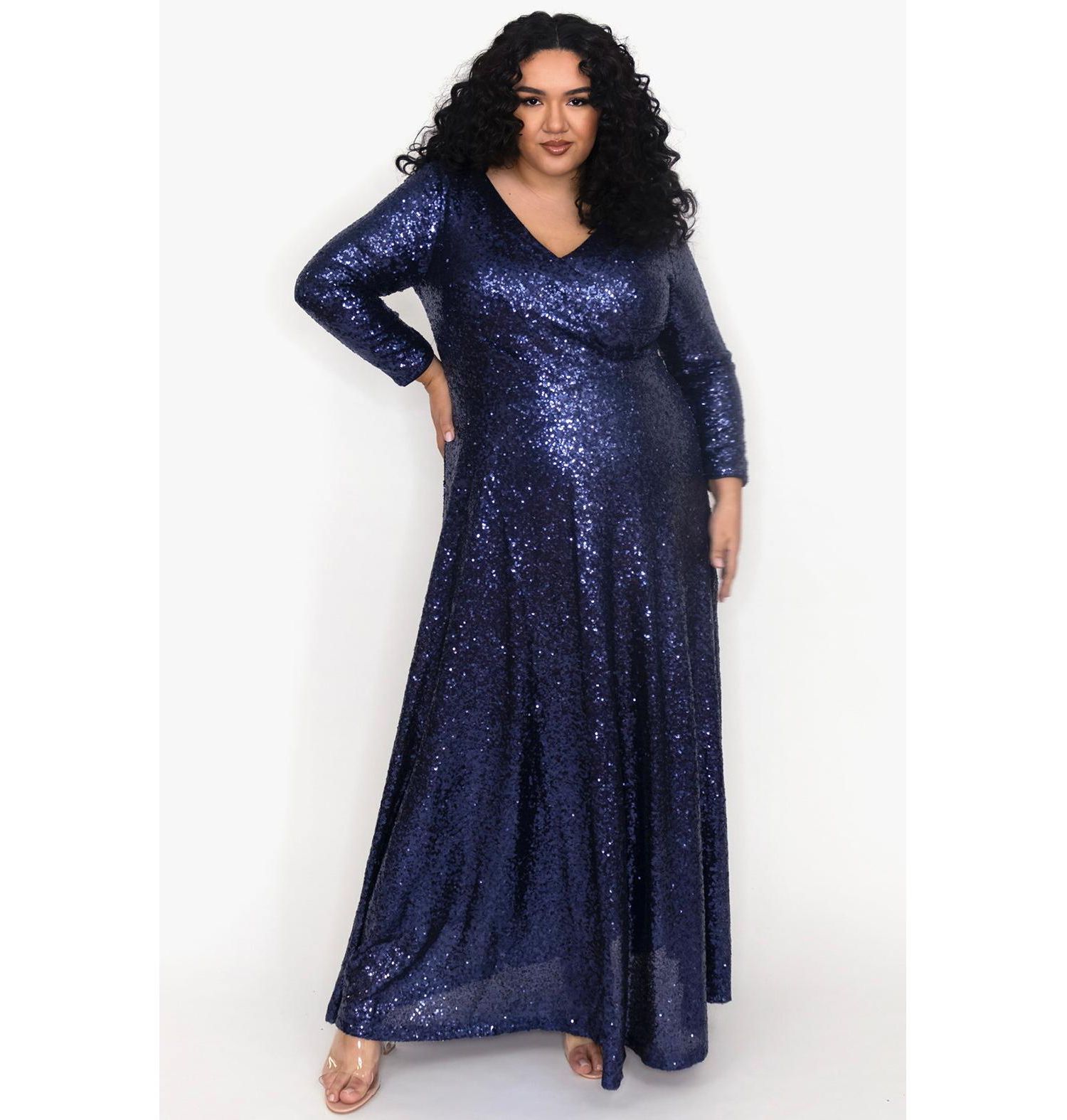 Women's Long Sleeve Sequin Formal Dress