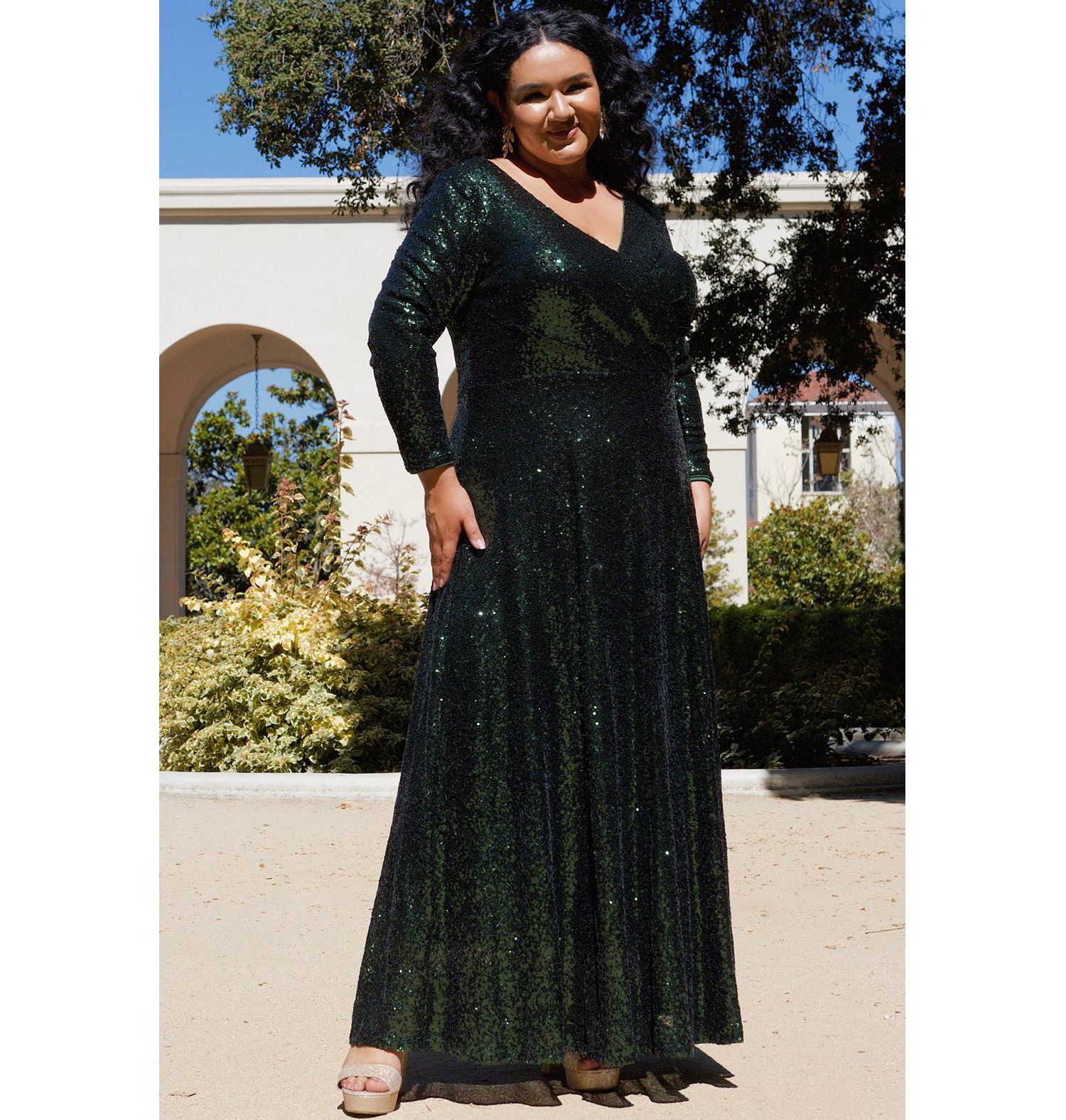 Women's Long Sleeve Sequin Formal Dress