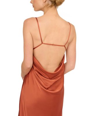Adriana Women's Satin Cowl-Neck Sleeveless Long A-Line Dress