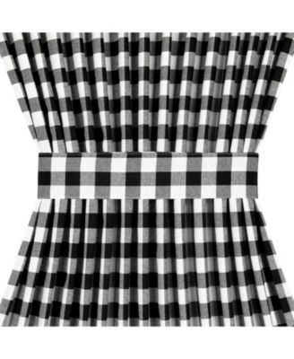 Plaid Country Farmhouse French Door Curtain Panel With Matching Tieback - 25W x 40L, Yellow