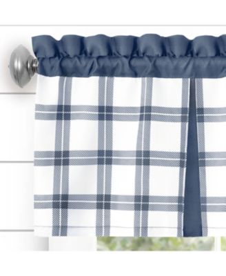 Windowpane Plaid Country Farmhouse Rod Pocket Window Valance - Burgundy