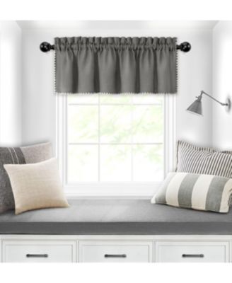 Complete Coastal Hamptons Living Rod Pocket Textured Semi Sheer 3 Piece Window Curtain & Valance Set - 84 in. Long - Navy