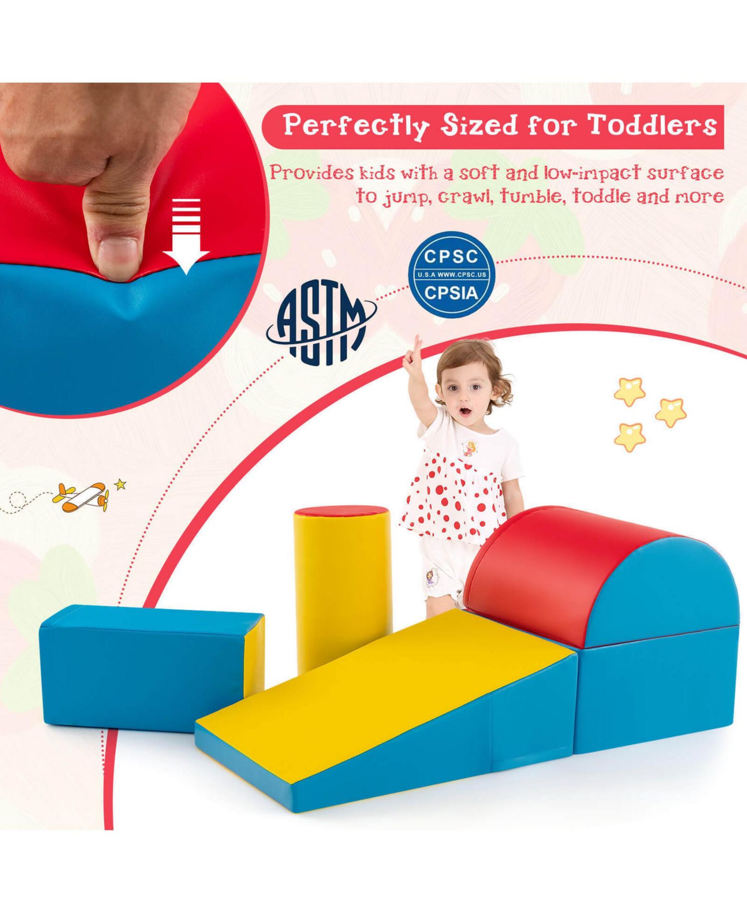 5PCS Kids Climb and Crawl Activity Playset Soft Foam Block Toddler Play Structure