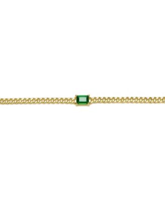 14K Gold Plated with Green Cubic Zirconia Chain Bracelet
