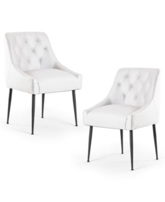 Modern Upholstered Dining Chairs Set of 6, Mid Century Kitchen Side Chairs with 5.12” Cushions and Back Pull Rod for Kitchen, Living Room