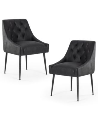 Modern Upholstered Dining Chairs Set of 6, Mid Century Kitchen Side Chairs with 5.12” Cushions and Back Pull Rod for Kitchen, Living Room