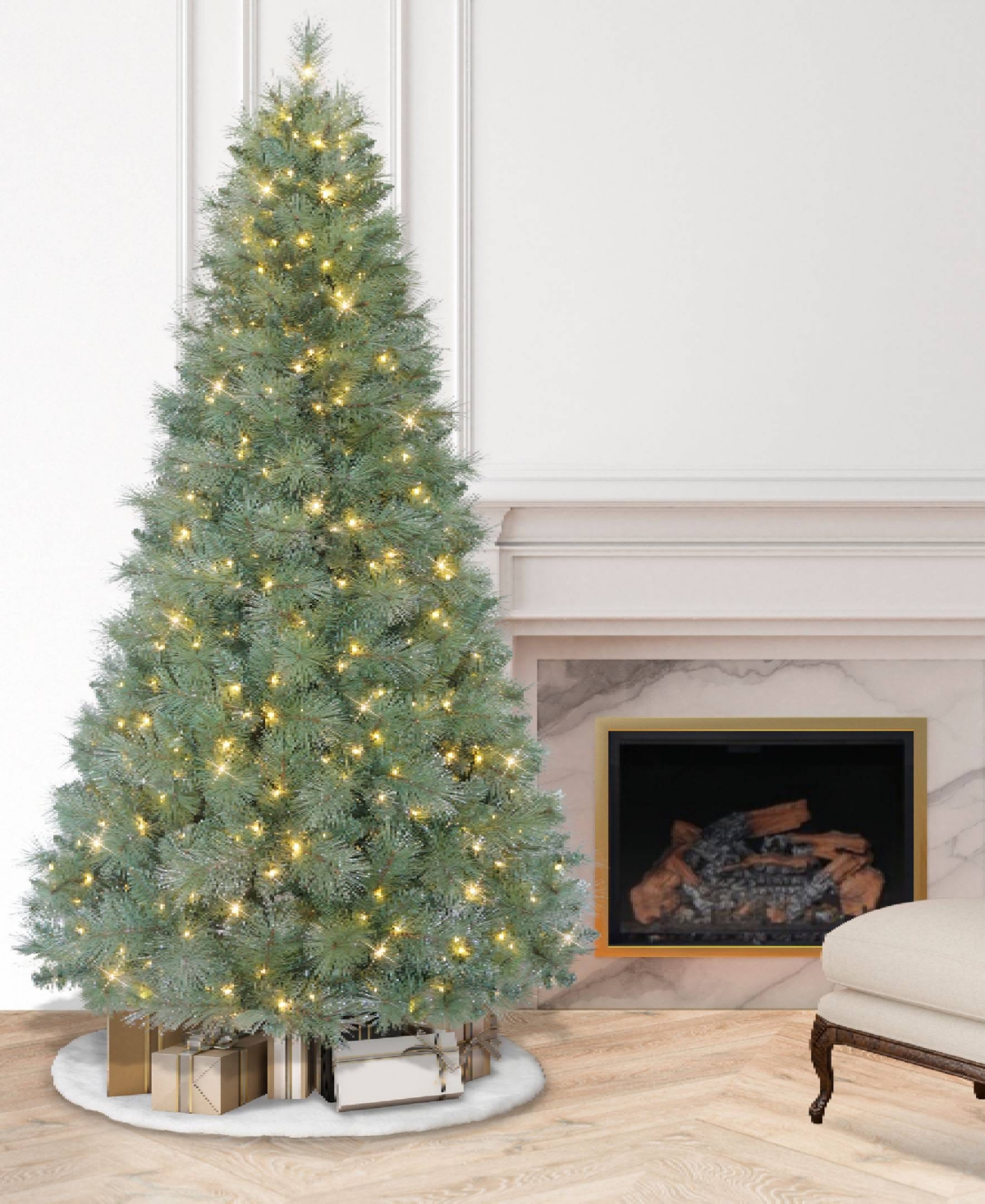 Puleo 7.5 Ft. Pre-lit Windham Fir Artificial Christmas Tree In Green