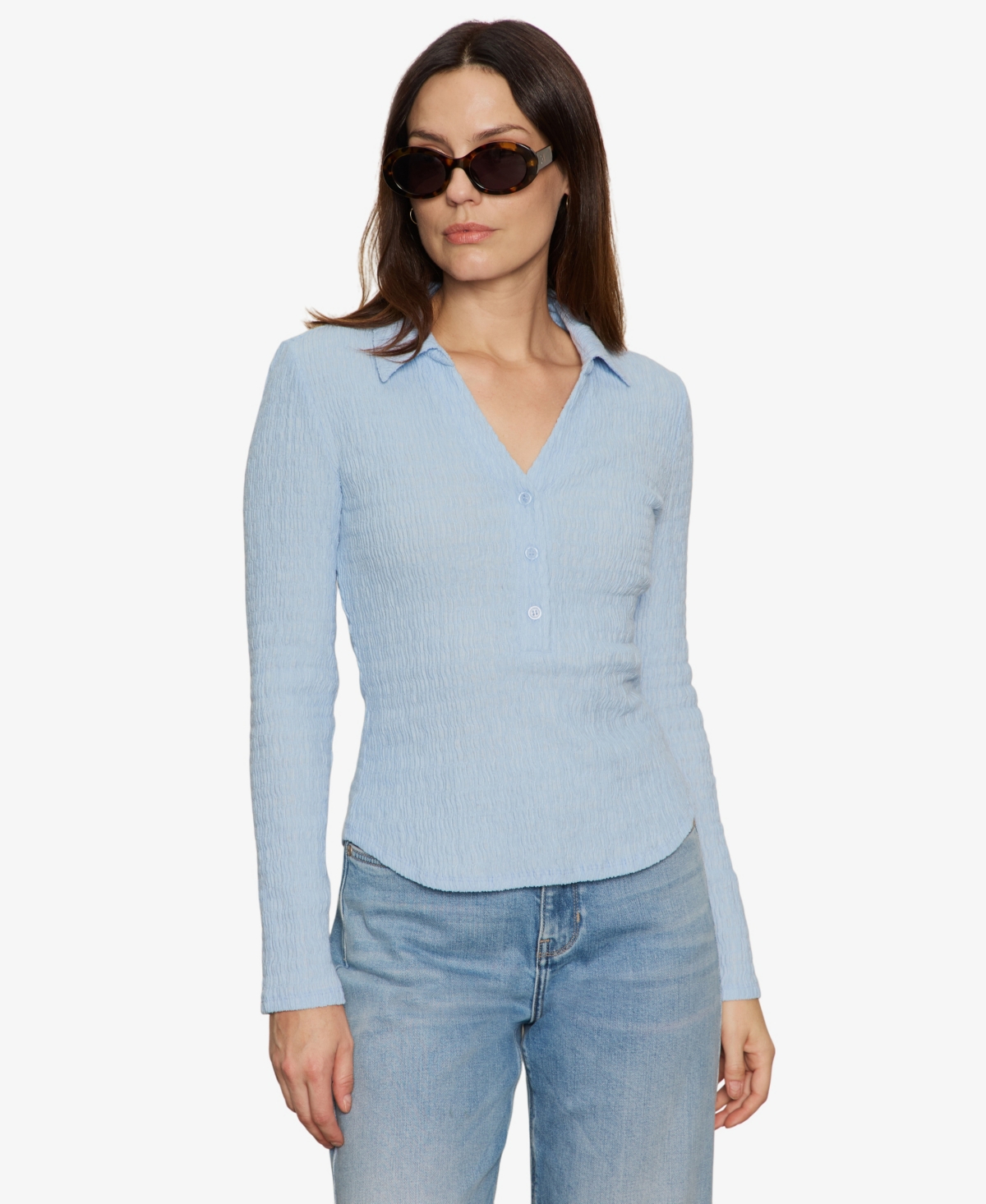 Sanctuary Women's Long Sleeve Textured Top In Blue