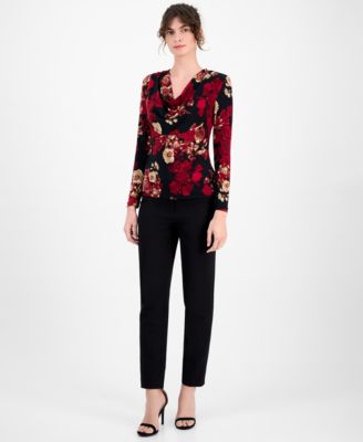 Women's Floral Cowl-Neck Top