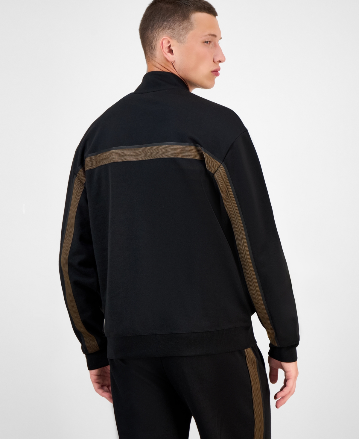 Hugo Boss High Collar Sweater Featuring Stripe Detail In Black