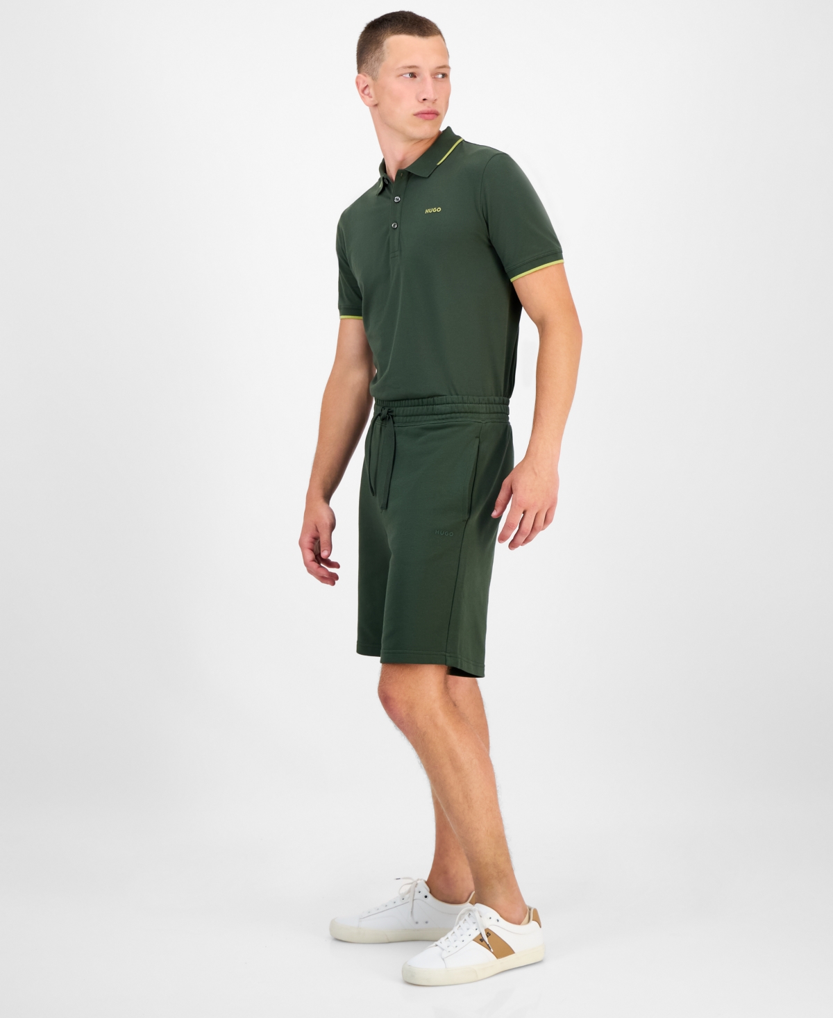 Hugo Boss Men's Dayono 9" Relaxed-fit Drawstring Cotton French Terry Shorts In Green