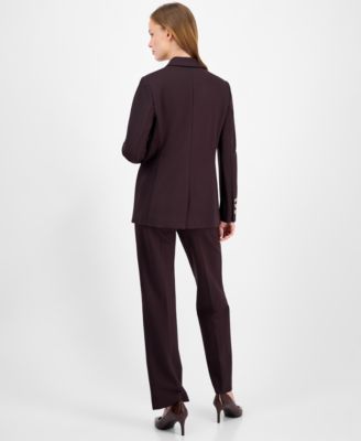 Anne Klein Womens Curved Lapel Double Pocket Blazer Twist Neck Sleeveless Top Pull On Pants In Multi