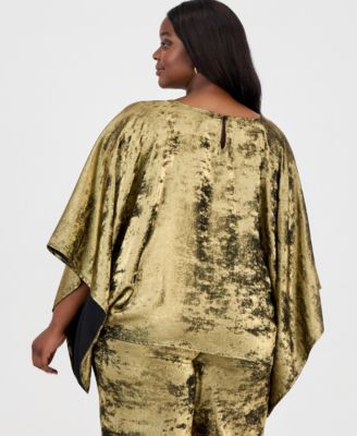 Plus Size Metallic Dolman-Sleeve Top