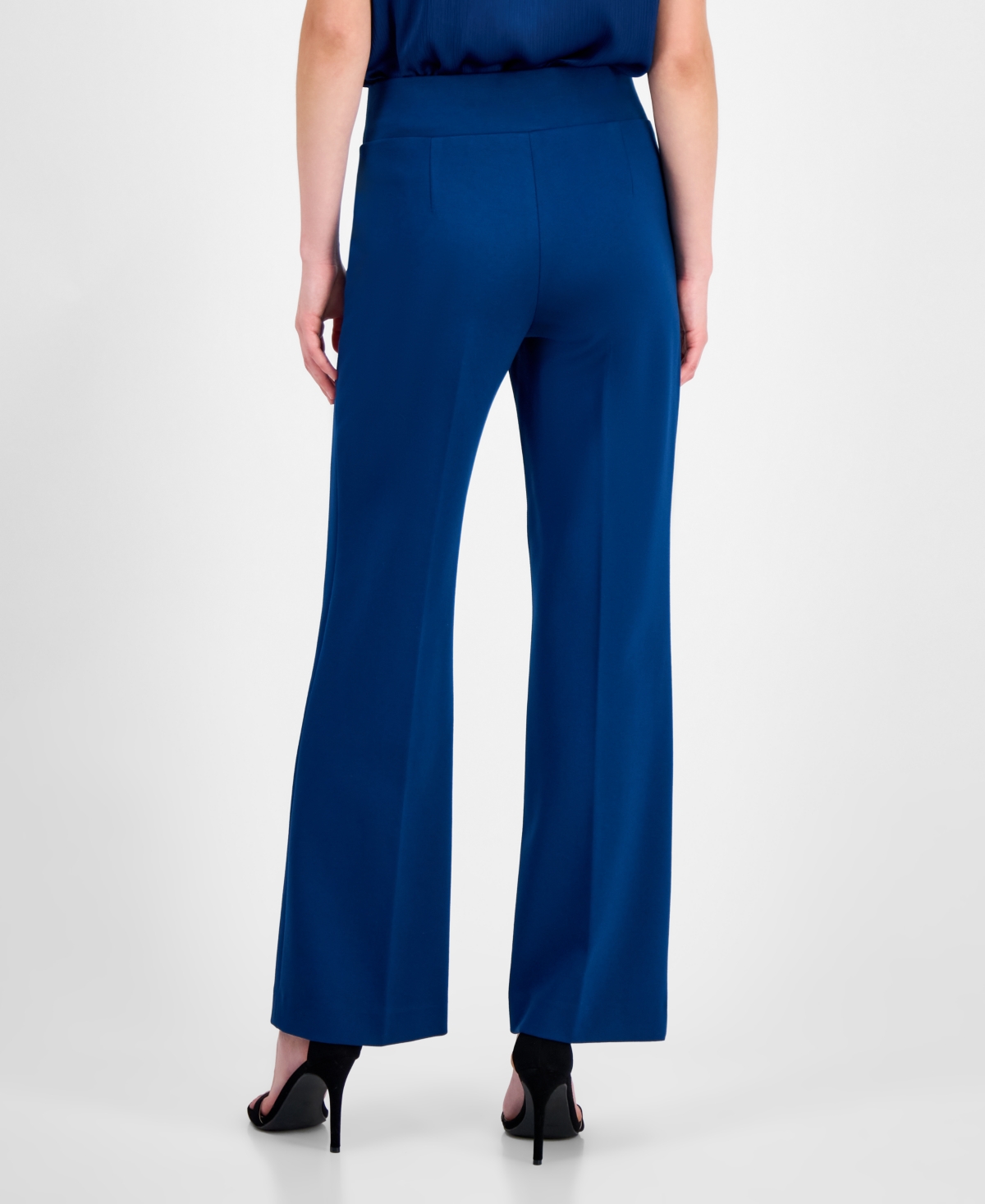 Anne Klein Women's Solid Wide-leg Pull-on Compression Pants In Blue
