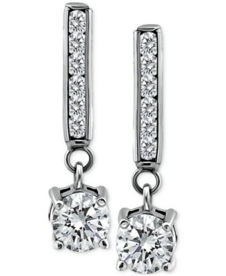 Cubic Zirconia Bar Drop Earrings in Sterling Silver, Macy's Exclusive