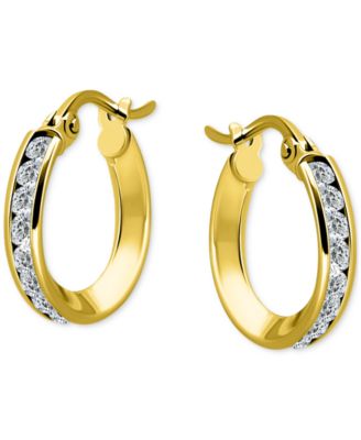 Cubic Zirconia Small Hoop Earrings in Sterling Silver, 0.625", Macy's Exclusive