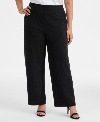 Plus Size Wide-Leg Knit Pull-On Pants