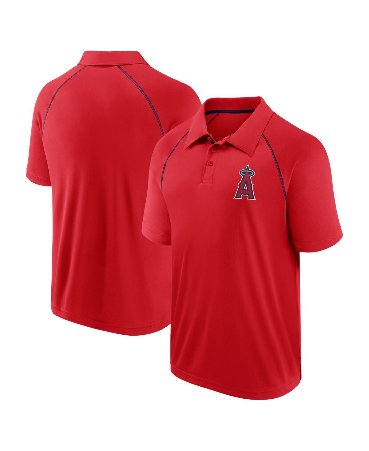 Men's Red Los Angeles Angels Strong Alone Raglan Polo Shirt - Red