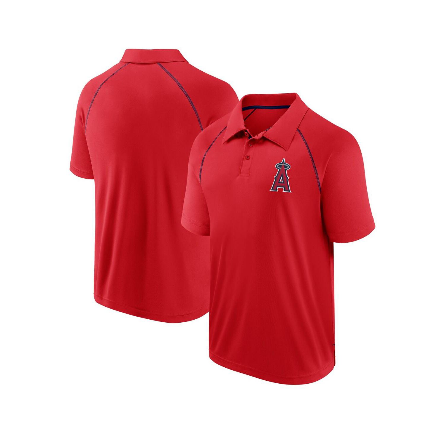 Men's Red Los Angeles Angels Strong Alone Raglan Polo Shirt