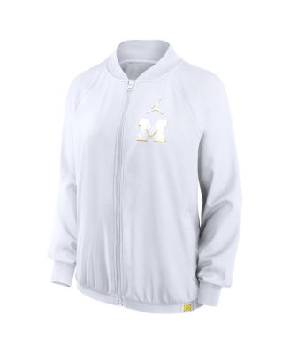 Women's White Michigan Wolverines Statement Bomber Raglan Full-Zip Jacket