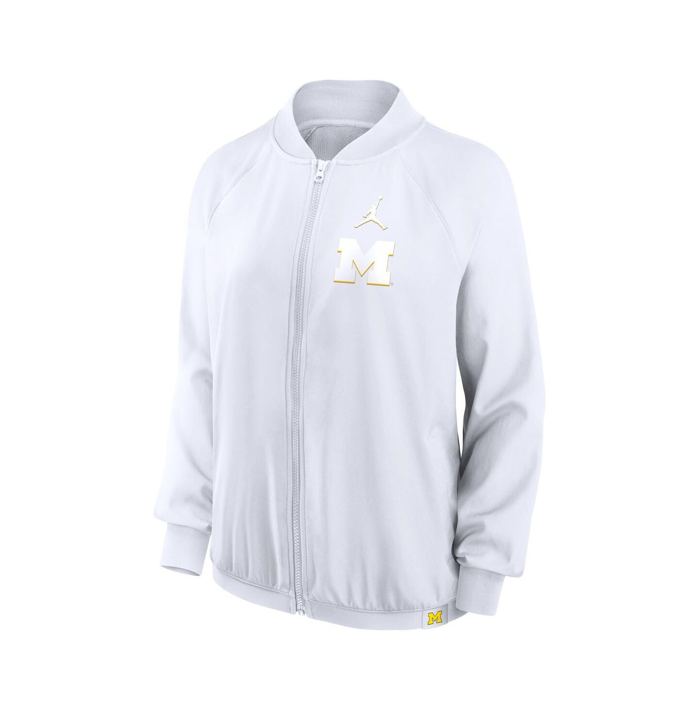 Женская куртка Jordan White Michigan Wolverines Statement Bomber Raglan Full-Zip — фото 2