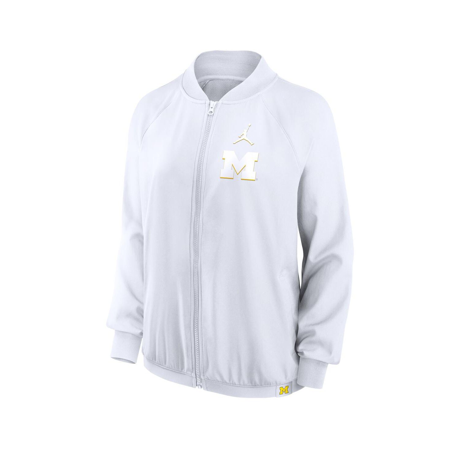 Women's White Michigan Wolverines Statement Bomber Raglan Full-Zip Jacket