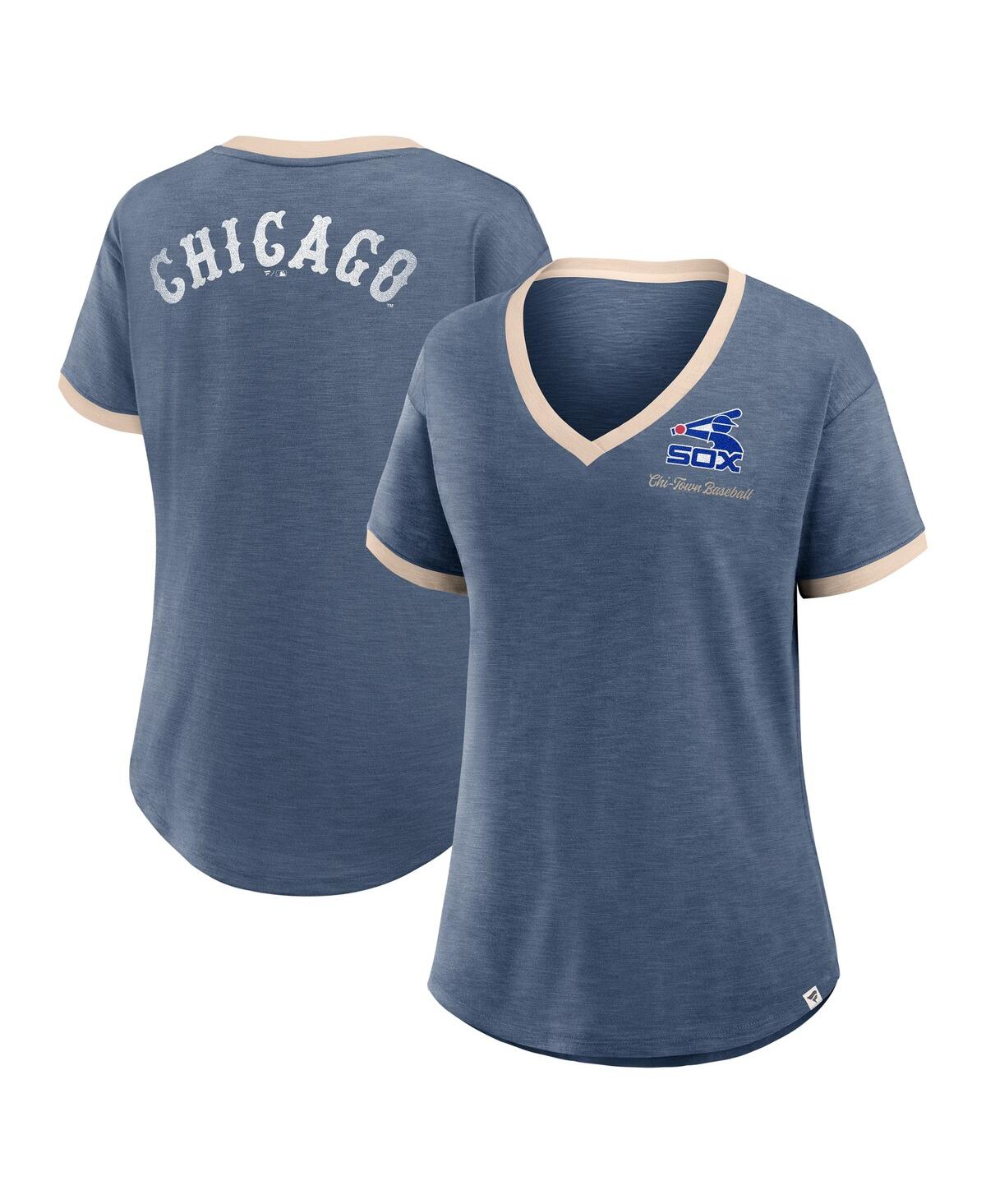 Women's Navy Chicago White Sox Binge Worthy Stadium Slub V-Neck T-Shirt - Navy