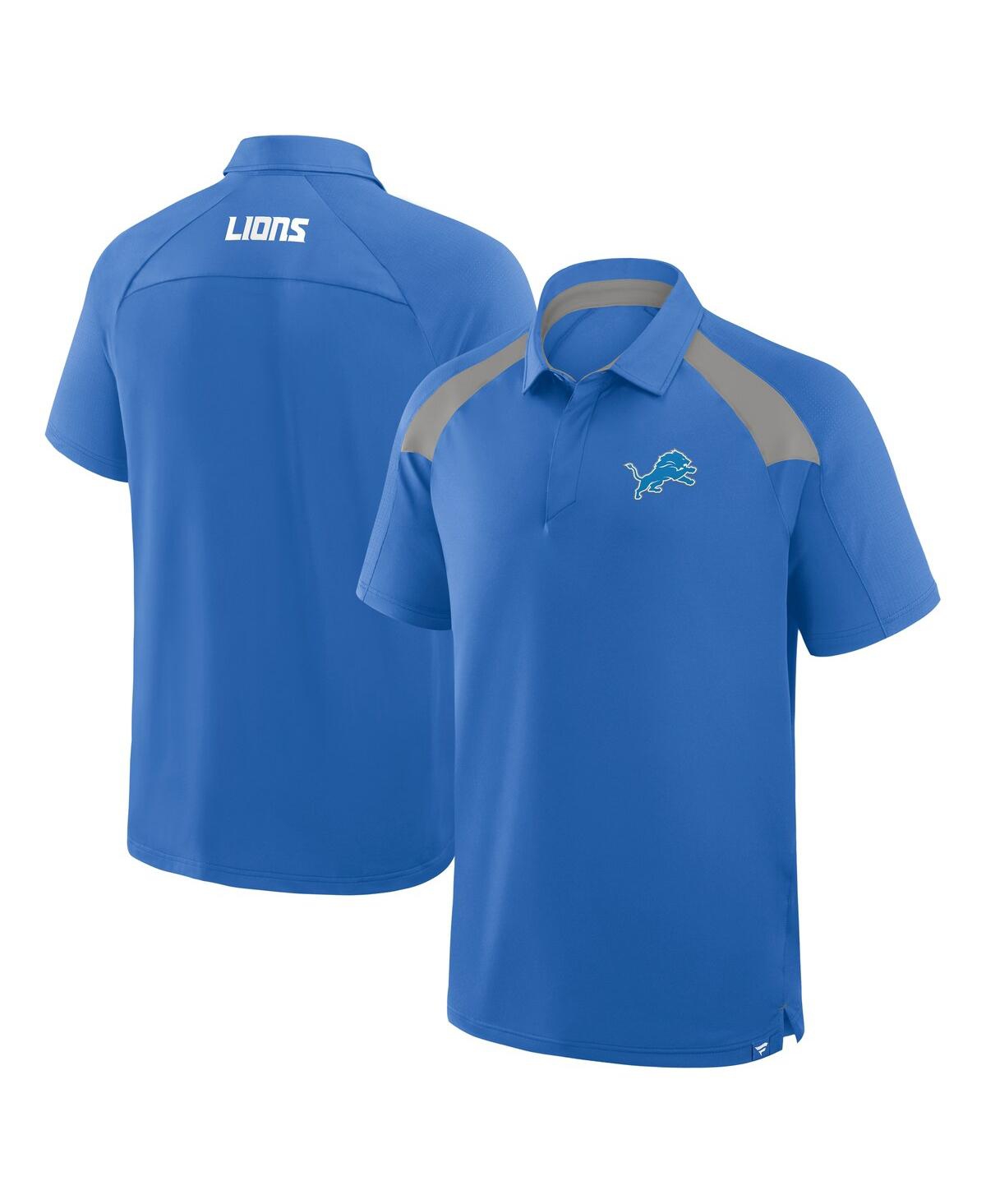 Men's Blue Detroit Lions Back Around Raglan Polo Shirt - Blue