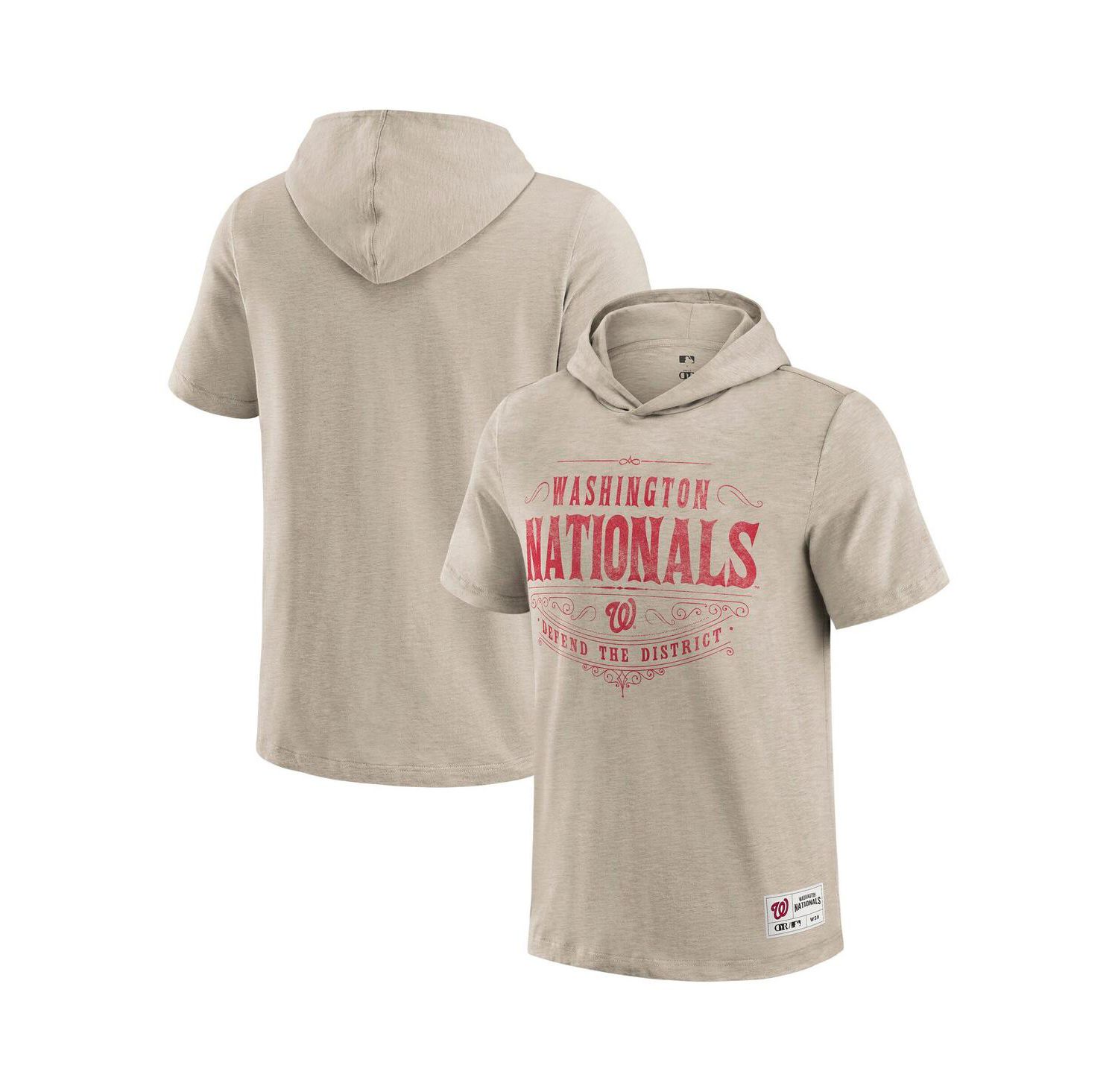 Darius Rucker Collection by Men's Tan Washington Nationals Distressed Hoodie T-Shirt
