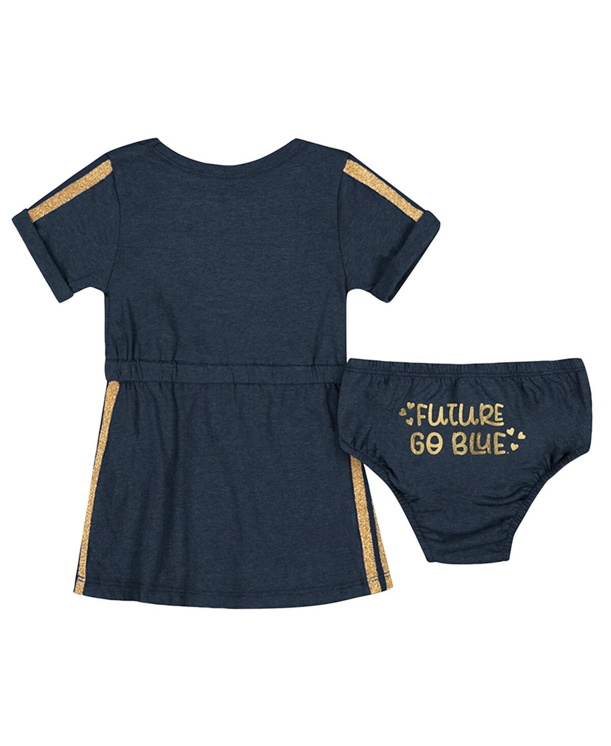 Colosseum Baby Boys And Girls 2-piece Navy Michigan Wolverines Xur Dress And Bloomer Set In Blue
