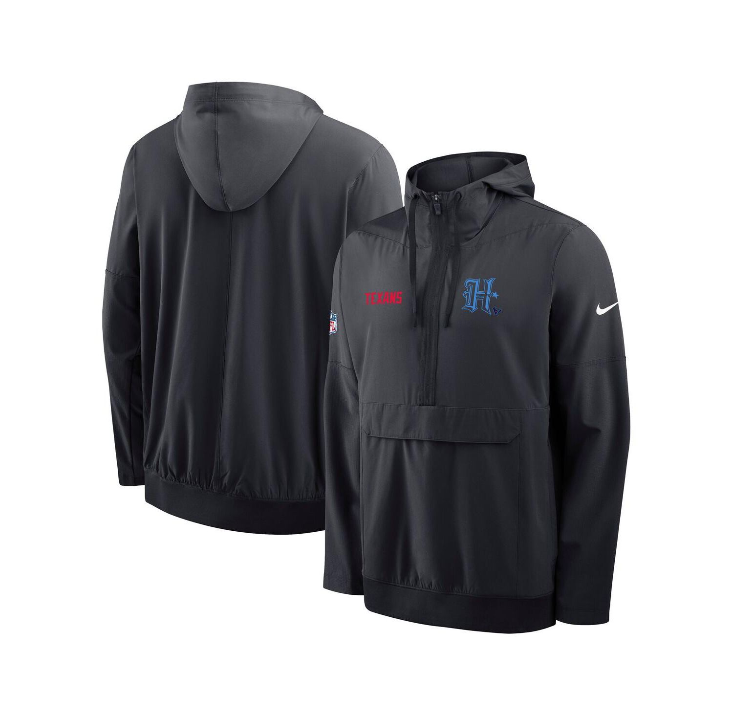 Men's Navy Houston Texans Sideline Alt Pack Anorak Half-Zip Hoodie Jacket