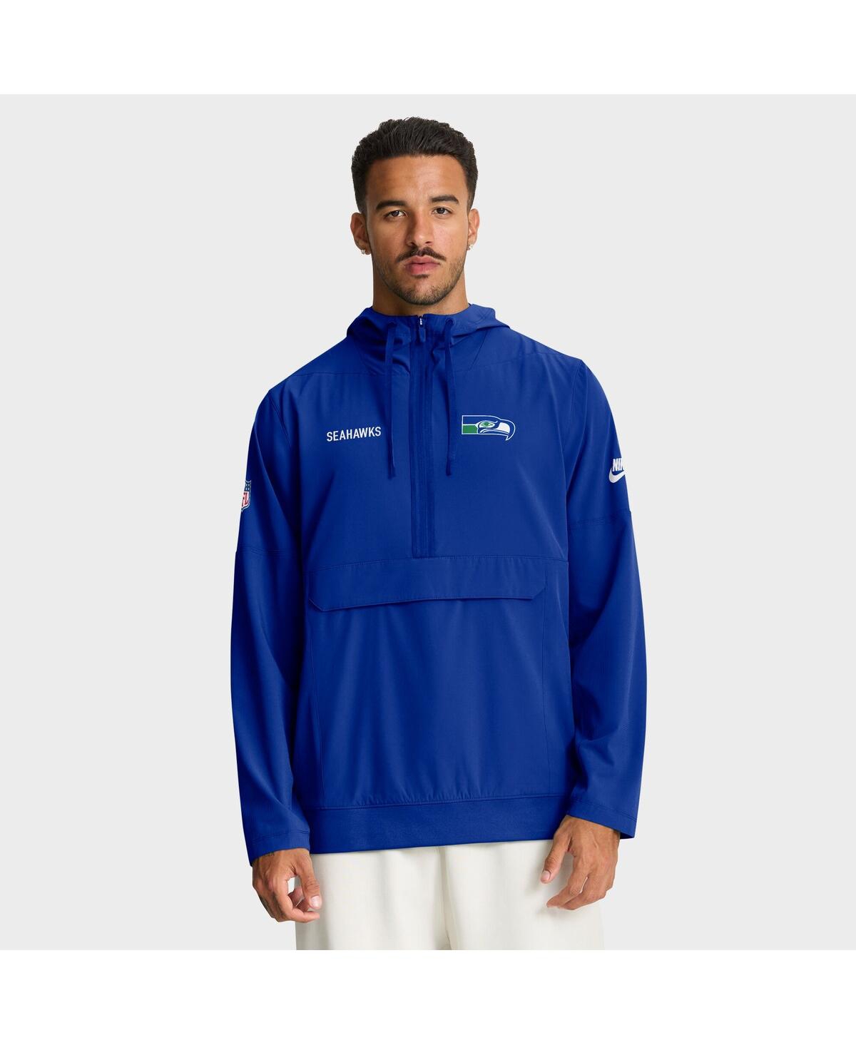 Men's Royal Seattle Seahawks Sideline Alt Pack Anorak Half-Zip Hoodie Jacket - Royal