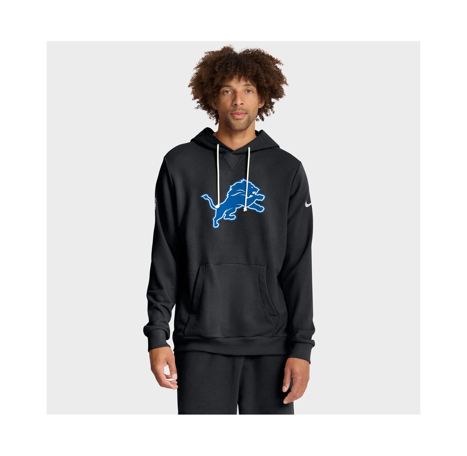 Men's Black Detroit Lions Sideline Offensive Set Play Performance Pullover Hoodie