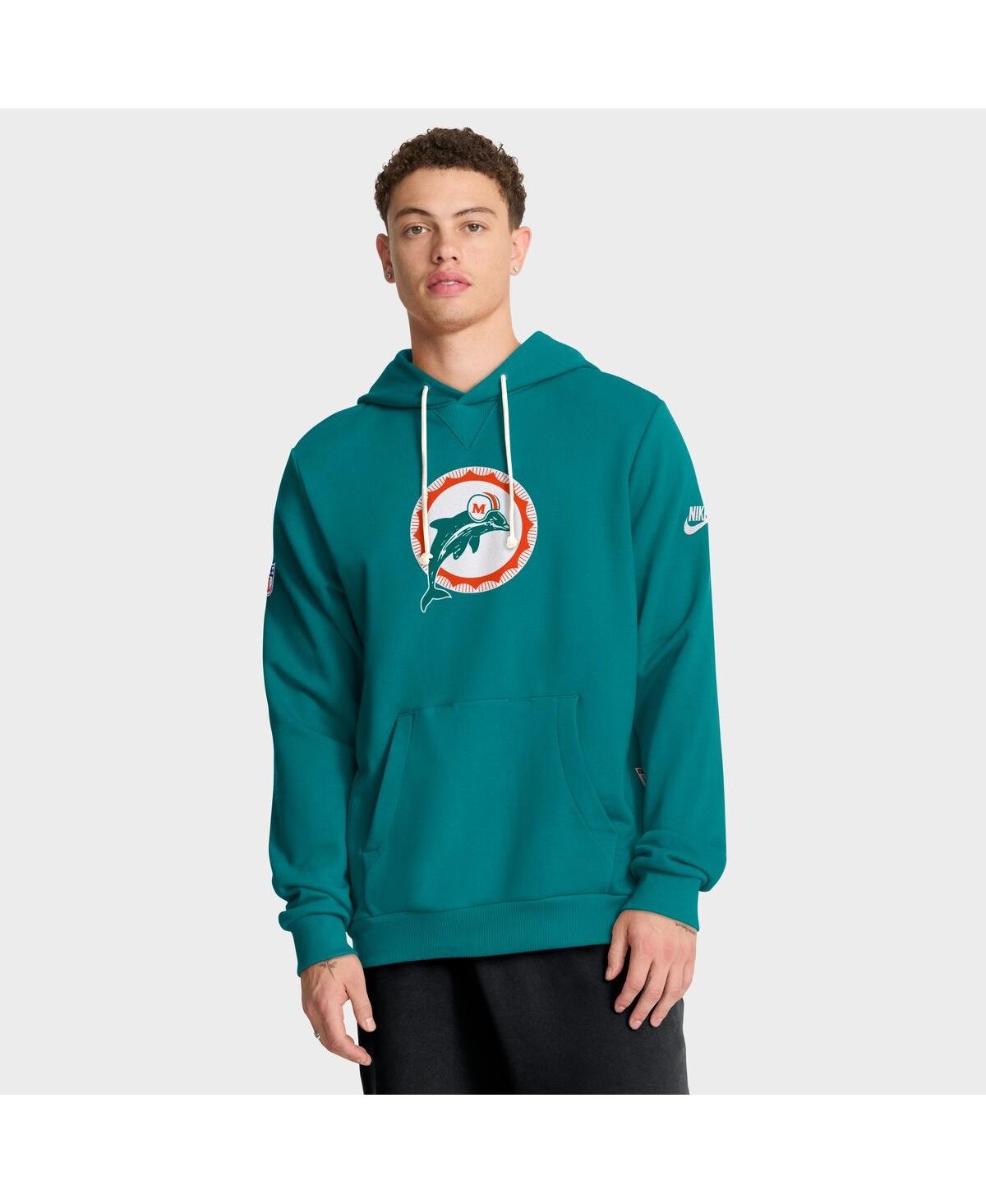 Men's Aqua Miami Dolphins Sideline Offensive Set Play Performance Pullover Hoodie - Aqua