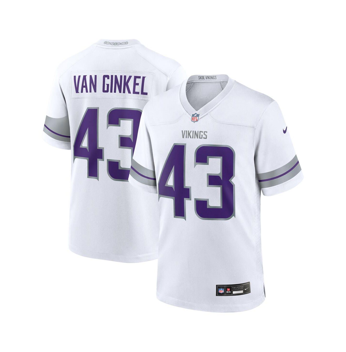 Мужской топ Nike Andrew Van Ginkel White Minnesota Vikings Alternate Game Jersey — фото 1