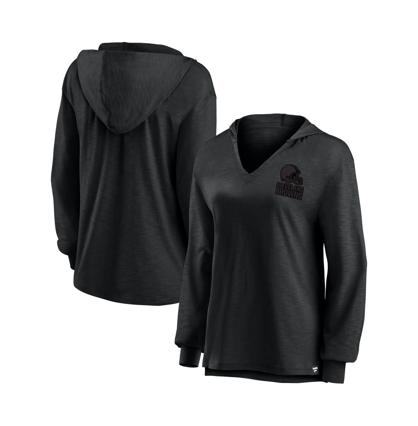 Женское худи Fanatics Cleveland Browns Blackout Slub V-Neck Long Sleeve T-Shirt — фото 1