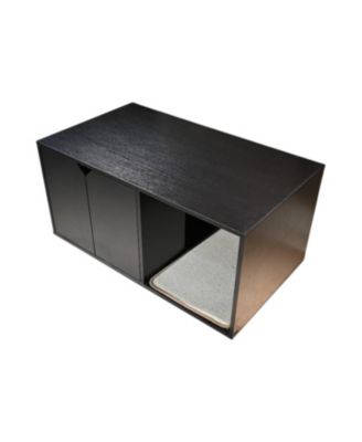 Black Cat Litter Box Enclosure Furniture with Scratch Pad