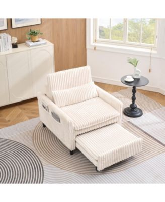 Beige Small Space Sofa Bed with Pillow