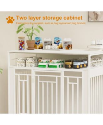 43" Dog Crate Furniture with Storage White