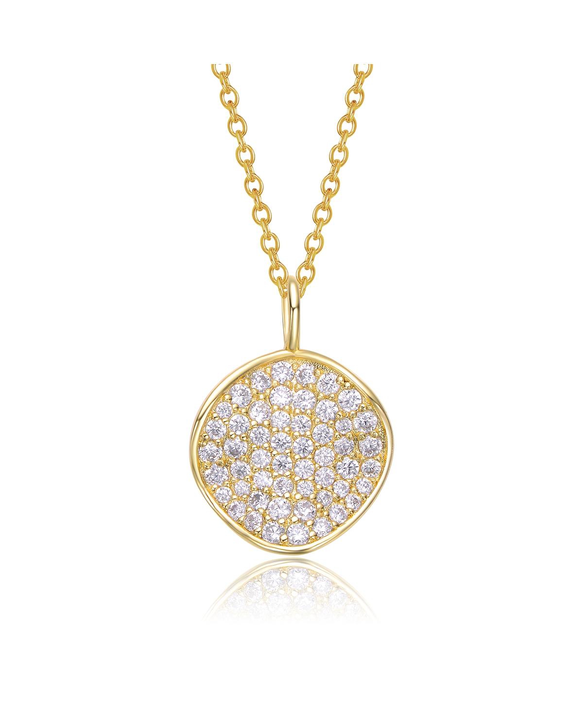 14K Gold Plated with Clear Cubic Zirconia Pendant Necklace - Gold