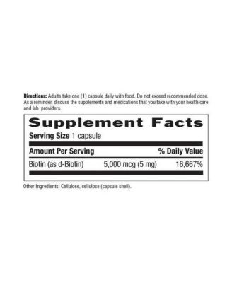 Biotin High Potency Vegetarian, 5 MG, 60 Caps