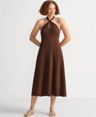 Lands' End Women's Cotton Modal Halter Midi Dress