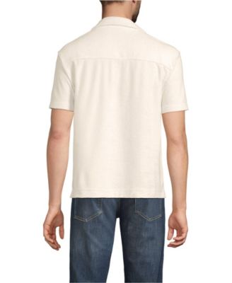 Men's Short Sleeve Textured Terry Camp Collar