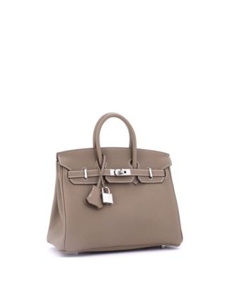 Pre-Owned Hermes Birkin 25 Handbag Grey Togo with Palladium Hardware